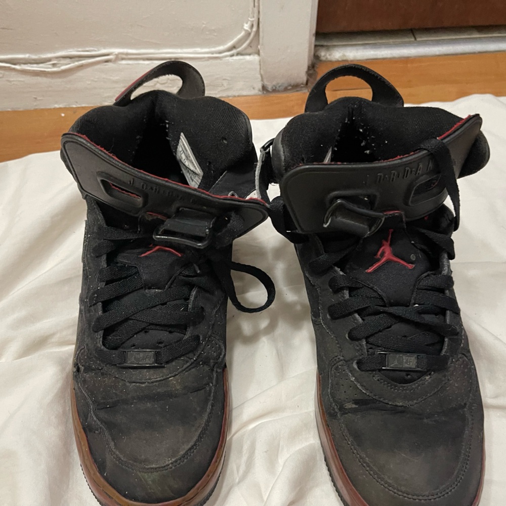 Men's Black and Red Basketball Shoes Nike Air Force Jordan
